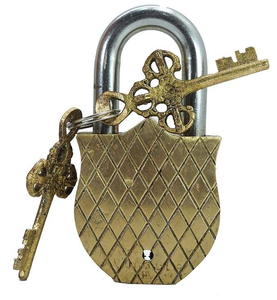 Brass Door Padlock with Tiger Engraved Design <b>Vintage</b> Decorative Brass Lock Cabinet Door Gate <b>Trunk</b> Chest Box Home Decor and Sec - Product Image 4