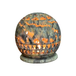 Premium Quality Round Natural Soapstone Candle Holder Hand Carved Design for Home Decoration and Diwali <b>Gifts</b> Item - Product Image 1