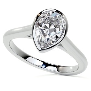 Pear Cut VVS1 Moissanite Bezel Set Engagement <b>Ring</b> Solitaire Wedding <b>Statement</b> <b>Ring</b> 18K Solid White Gold Proposal <b>Ring</b> For Her - Product Image 5
