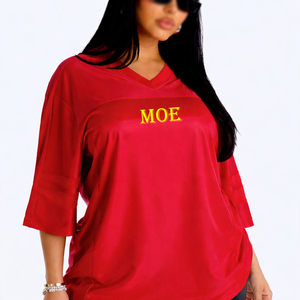 Camiseta de malla transpirable de alta calidad para mujer 2026, jersey de fútbol americano oversize con cuello en V, venta al por mayor, OEM, marca privada - Product Image 1