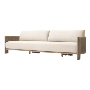 Luxury Modern Two Seat Curved Teak Wood <b>Outdoor</b> <b>Sofa</b> with Rope Woven Waterproof Cushions for Living Room & Villa Resort - Product Image 2