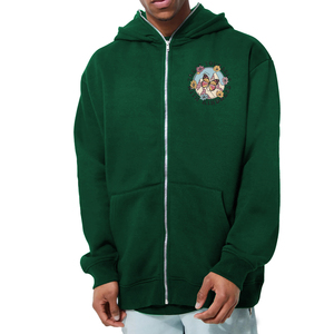 Sweat-shirt à capuche vert pour homme, coupe classique, décontracté, pour l'hiver, 100% coton molletonné 300g, poche avant avec logo - Product Image 1