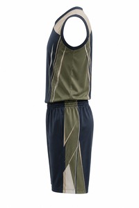 Ensemble uniforme de basket-ball pour hommes, maillot sans manches en polyester, short respirant, impression par sublimation, logo personnalisé, taille adulte - Product Image 5