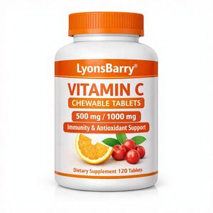 Tabletas Masticables de Vitamina C 500 mg, Soporte Antioxidante para la Inmunidad, Marca LyonsBarry, 100 Unidades, Bajo en Azúcar, OEM - Product Image 1