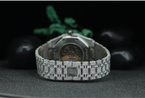 Reloj de cuarzo octogonal de lujo para hombre con incrustaciones de diamantes |   Reloj de pulsera de acero inoxidable con diamantes estilo hip hop al por mayor - Product Image 5