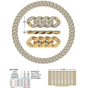 สร้อยคอแบบ Cuban Link ประดับเพชรทรงบาแกตต์และทรงกลม เพชรเลี้ยงในห้องปฏิบัติการ ทองคำแท้ 14K 18K หนักแน่น หรูหรา สไตล์ฮิปฮอป ขายส่ง - Product Image 2