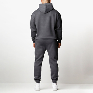 Conjunto de Sudadera con Capucha y Pantalones Deportivos para Hombre, Color Sólido, Manga Larga, Chándal Informal con Bolsillos Laterales, Cintura Elástica, Algodón de 340 g/m² - Product Image 4