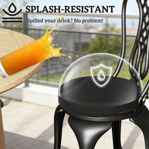 Set di 4 cuscini neri circolari per sedie da terrazza e da pranzo, solo cuscini da esterno - Product Image 4