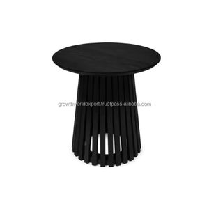 Mesa Auxiliar Moderna Negra con Listones, Mesa de Pedestal con Diseño Calado para Decoración de Sala de Estar, Mesa de Acento Negra Contemporánea 2026 - Product Image 1