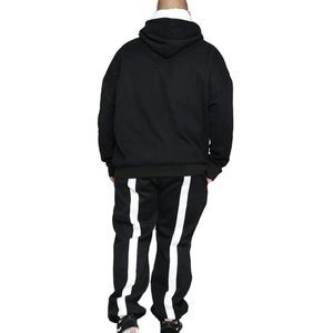 Custom <b>Men's</b> Black <b>White</b> Color Block Tracksuit Pullover Hoodie and Jogger Pants Set Casual Streetwear Sportswear Two Piece Set - Product Image 5