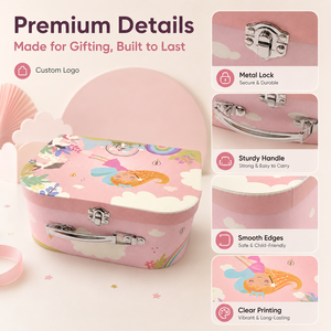 Boîtes cadeaux pour enfants de style valise personnalisées, boîte d'emballage rigide réutilisable avec impression intégrale personnalisée pour les cadeaux d'anniversaire des enfants - Product Image 2
