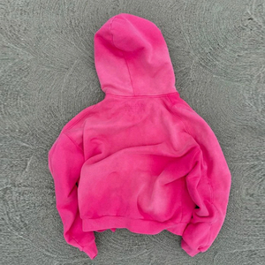 Sweat à capuche zippé de luxe personnalisé, style streetwear, en molleton 100% coton, écologique, vintage, coupe oversize, délavé à l'acide et effet soleil délavé - Product Image 2