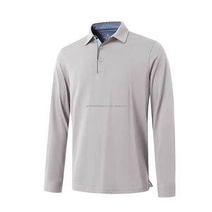 Chemises polo à manches longues et courtes pour hommes, chemises à col élégantes et décontractées en mélange de coton mercerisé - Product Image 1