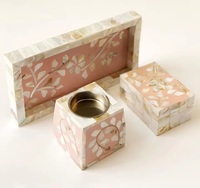 SS CRAFT INDIA Ensemble brûleur de bakhoor en bois de santal incrusté de nacre de coquillage, encens artisanal religieux parfum coriandre