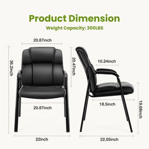 Chaise de conférence en similicuir avec accoudoirs rembourrés pour le bureau, la réception et la maison - Product Image 2