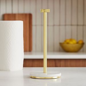 Modern Stainless Steel <b>Kitchen</b> <b>Paper</b> Towel Holder With Deluxe Tension Arm Base For One Handed Easy Tear Fits Standard - Product Image 4