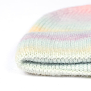 Bonnet unisexe en tricot rayé arc-en-ciel pastel, chapeau d'hiver 56-58CM, style décontracté et mignon, couvre-chef pour adulte - Product Image 6