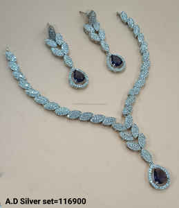 Ensemble de bijoux de mariée en diamant américain classique Collier et boucles d'oreilles en deux pièces pour mariage Style classique à la mode - Product Image 2