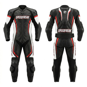 ชุดแข่งรถมอเตอร์ไซค์หนังแท้แบบชิ้นเดียวสำหรับผู้ชาย Speedfreak สีดำ ขาว แดง ระบายอากาศได้ดี ใช้ได้ทุกฤดู - Product Image 3