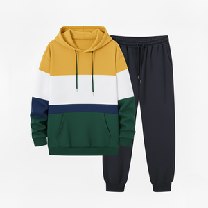 Nuevo Conjunto Deportivo Unisex de Dos Piezas, Chaqueta con Cierre Completo y Pantalones Jogger, Estampado Sólido, 100% Algodón - Product Image 1