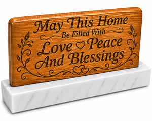 New Arrival May This Home Be Filled With Love Peace And Blessings Wooden <b>Table</b> Sign Decor Display - Product Image 1
