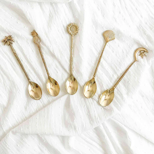 Brass <b>Spoon</b> Different Stylish Shape handle Short Ice Cream And Dinner <b>table</b> decoration Pieces Brass Dessert <b>spoon</b> Sets - Product Image 1