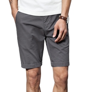 Pantalones Cortos Bermuda para Hombre, Estilo Oxford Gris Vintage, Cintura Media Elástica, Decoración Desgarrada, Tela Transpirable de Nailon/Algodón - Product Image 1