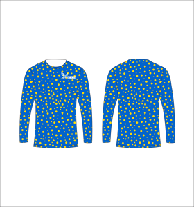 T-shirt de sport à manches longues pour homme Feracious, motif à pois, sublimation, séchage rapide, col rond, coupe classique, décontracté, bleu et jaune - Product Image 1