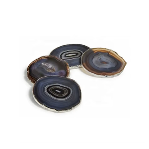 Posavasos de ágata negra y gris de alta calidad en oferta, posavasos redondos de piedra de cristal para bebidas de mesa con soporte para café para el hogar - Product Image 6