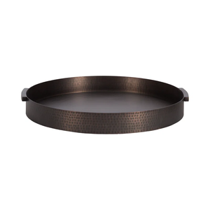 Wholesale <b>Round</b> Stainless Steel Tray with Shiny Silver <b>Mirror</b> Finish Metal Hammered Edge Decorative Food Server for Hotels Homes - Product Image 4