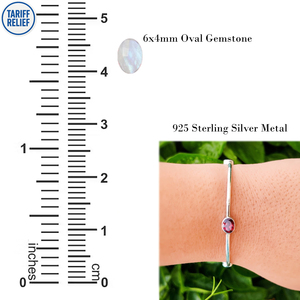 925 Sterling Silver Oval Crystal Quartz Handmade Gemstone <b>Bangle</b> – Stackable <b>Bangle</b> for Women - Product Image 3