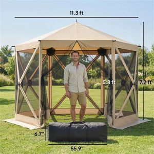 Tenda Pop-up Beige per Campeggio, Gazebo, Riparo per Feste, Parasole - Product Image 6