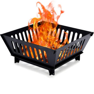 Metal <b>Fire</b> Pit with Spark Screen, Black, Perforated Design, Round Outdoor <b>Fire</b> Bowl with Stand A13 - Product Image 1