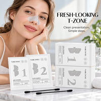 MAIGOOLE Kit de Patchs Points Noirs pour le Nez, Masque Facial Hydrogel, Bandes Nasales avec Écouvillon Nettoyant Double-Extrémité, Soin Zone T