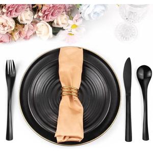 Ensemble de couverts classiques 3 pièces (cuillère, fourchette, couteau) noirs pour restaurants, hôtels, accessoires de table, ensembles de couverts - Product Image 6
