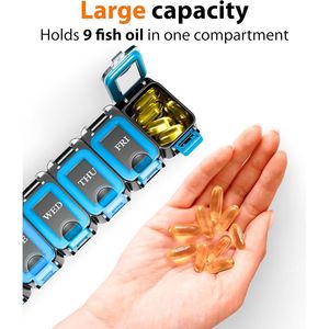Portapillole Settimanale Impermeabile per 7 Giorni, con Scomparti Grandi, Contenitore Migliorato per Pillole da 1 Volta al Giorno, Ideale per Vitamine Grandi - Product Image 3