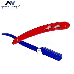 Navaja de Afeitar Profesional de Acero Inoxidable de Alta Calidad, Personalizada OEM, con Bloqueo Giratorio, de Una Sola Hoja, para Afeitar la Cara, en Rojo y Azul - Product Image 4