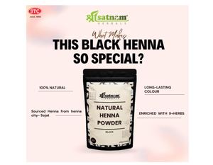 Polvo Negro Natural |   Coloración Natural para el Cabello con Henna |   Sin amoníaco |   Henna de Sojat 100% pura para un cabello con un color natural intenso - Product Image 2