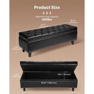 Banc de rangement à chaussures moderne capitonné en cuir PU avec pieds en bois massif, tabouret et ottoman pour entrée - Product Image 2