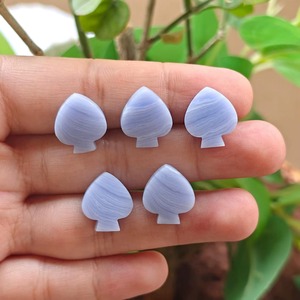 Blue Lace Agate Spade Shape Loose Gemstone 13x15 mm Polished Stone Hand Carved DIY for Jewelry Making Accessories - Product Image 5