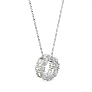 Collier pendentif de luxe pour femme en argent 925 plaqué rhodium avec diamant taille brillant rond, chaîne serpent, bijoux de mariage - Product Image 2