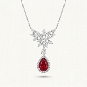 Pendentif goutte d'eau en diamant taille poire avec halo, chaîne gourmette de 18 pouces, plaqué or blanc 10 carats, diamant de laboratoire, cadeau pour femme - Product Image 2