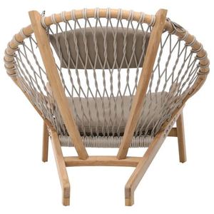 Chaise de salon moderne en teck massif à hauteur réglable avec coussins en corde tressée, finition naturelle pour une utilisation en intérieur/extérieur - Product Image 4