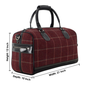 Luxury Plaid Wool Leather Travel Duffel <b>Bag</b> Large Capacity Weekend <b>Overnight</b> <b>Bag</b> Custom Business Carry-On Luggage <b>Bag</b> OEM ODM - Product Image 4