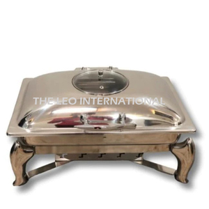 Modern Luxury <b>Set</b> of 2 Silver Color Stainless Steel Metal Dish round Shape Chafing Dish for Home or Hotel - Product Image 5