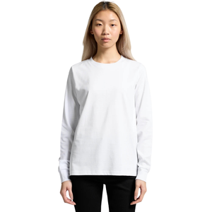 T-shirt uni à manches longues et col rond pour femme, coupe décontractée et classique, haut en coton basique, vêtements personnalisés OEM, fabricant en gros - Product Image 3