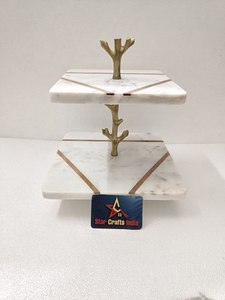 Support à gâteau en marbre de qualité supérieure, 2 étages, fait main, en pierre, pour présentation de gâteaux, desserts et cupcakes, idéal pour les mariages et les anniversaires. - Product Image 4