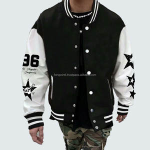 Logotipo personalizado bordado Universidad uniforme de béisbol Letterman Deporte Sudaderas con capucha hombres Varsity chaqueta puños acanalados escote dobladillo - Product Image 6