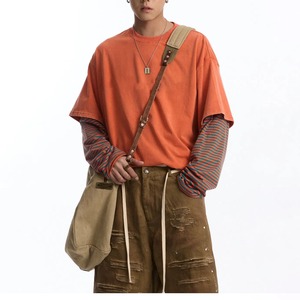 เสื้อยืดแขนยาวผู้ชาย แฟชั่นคอกลม แขนซ้อน ผ้าฝ้ายเนื้อนุ่มคุณภาพพรีเมียม สำหรับใส่ในชีวิตประจำวัน - Product Image 4