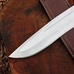 Cuchillo Bowie de Caza Personalizado de Acero de Damasco, Hoja Fija, Mango de Cuerno de Ciervo, Cuchillo para Acampar al Aire Libre, Funda de Cuero, Pasha Enterprises - Product Image 4